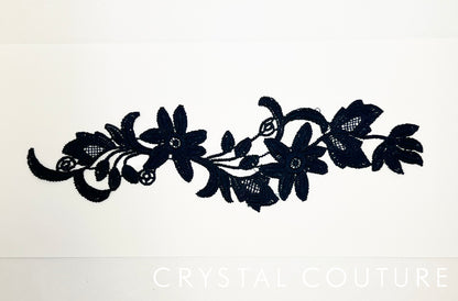 Navy Blue Embroidered Floral Applique