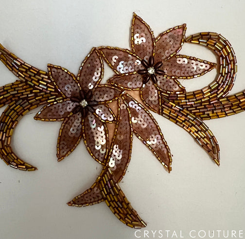 Bronze Beaded/Sequin Floral Applique