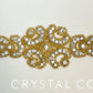 Gold Crystal Beaded Applique - White Backing