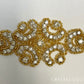 Gold Crystal Beaded Applique - White Backing
