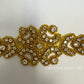 Gold Crystal Beaded Applique - Yellow Backing