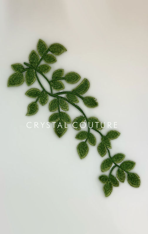 Green Ivy Embroidered Floral Applique