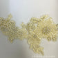 Off White/Ivory Beaded Floral Applique with Pearls.