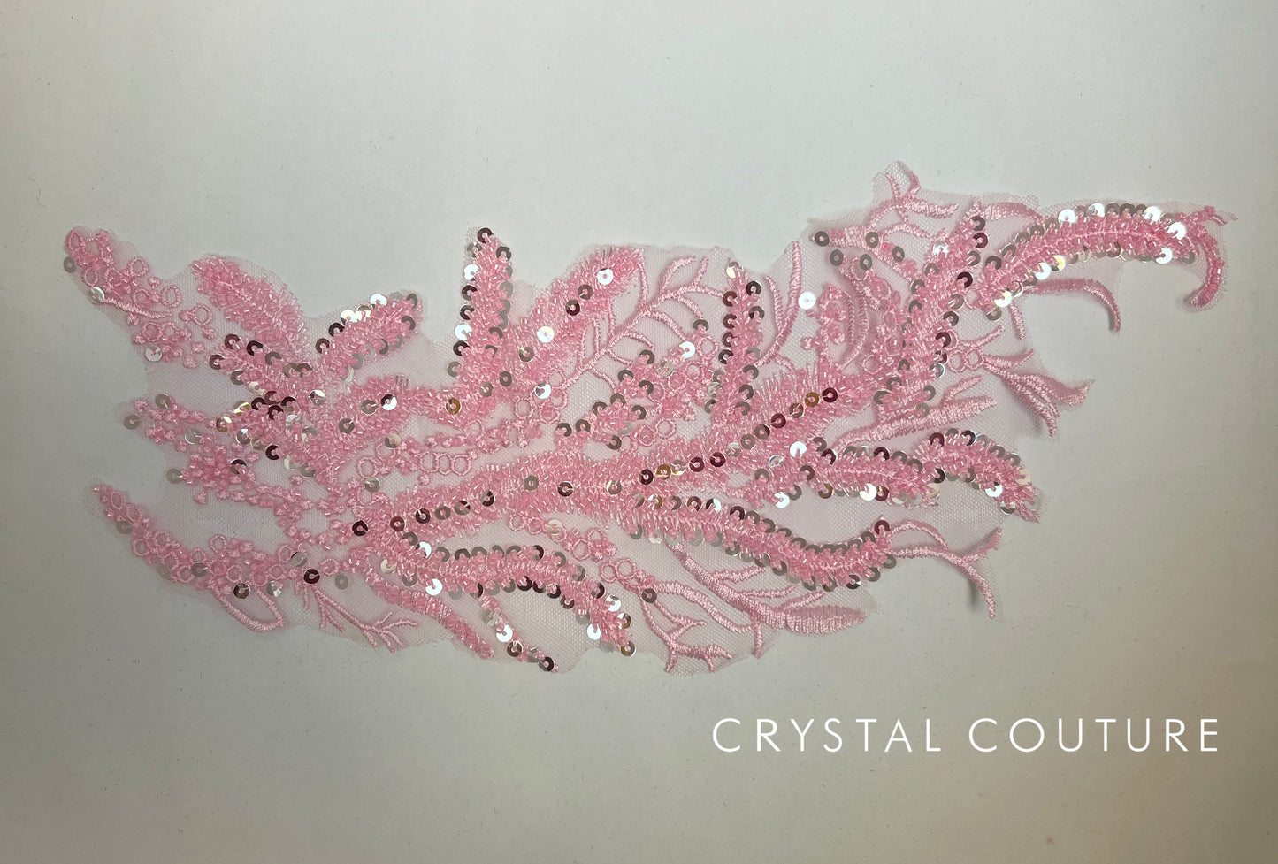 Bright Pink Embroidered Applique with Sequins