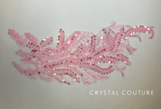 Bright Pink Embroidered Applique with Sequins