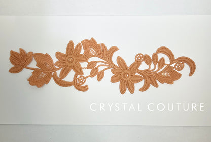 Peachy Pink Embroidered Floral Applique