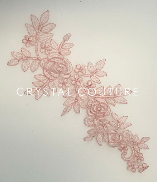 Pink Embroidered Floral Applique