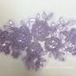 Purple Embroidered and Beaded Floral Applique