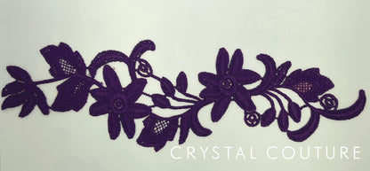 Purple Embroidered Floral Applique