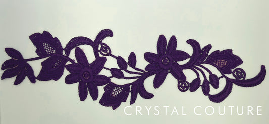 Purple Embroidered Floral Applique