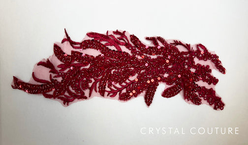 Red Embroidered Applique with Sequins