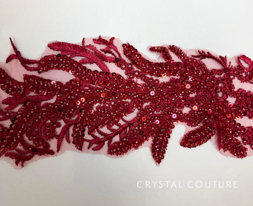 Red Embroidered Applique with Sequins