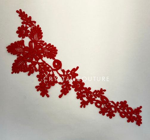 Red Embroidered Floral Applique