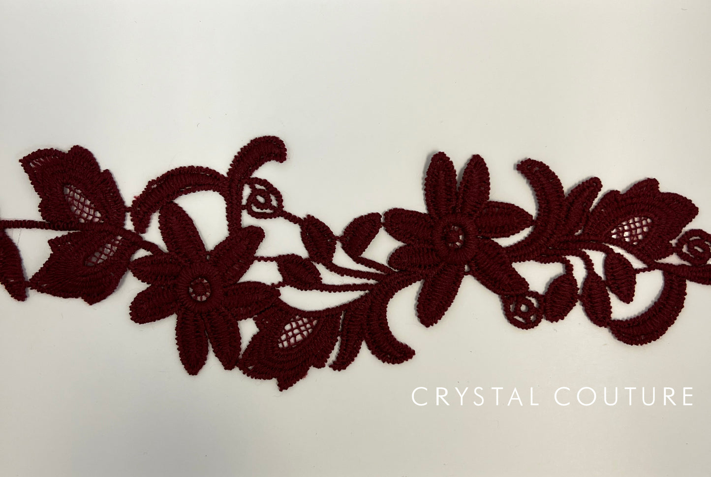 Burgundy Embroidered Floral Applique