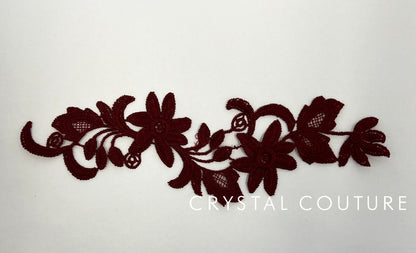 Burgundy Embroidered Floral Applique
