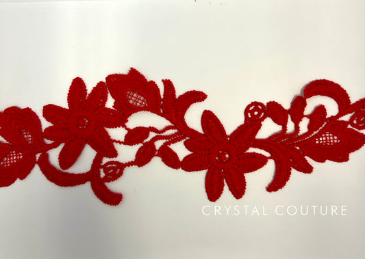 Red Embroidered Floral Applique