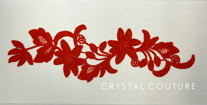 Red Embroidered Floral Applique