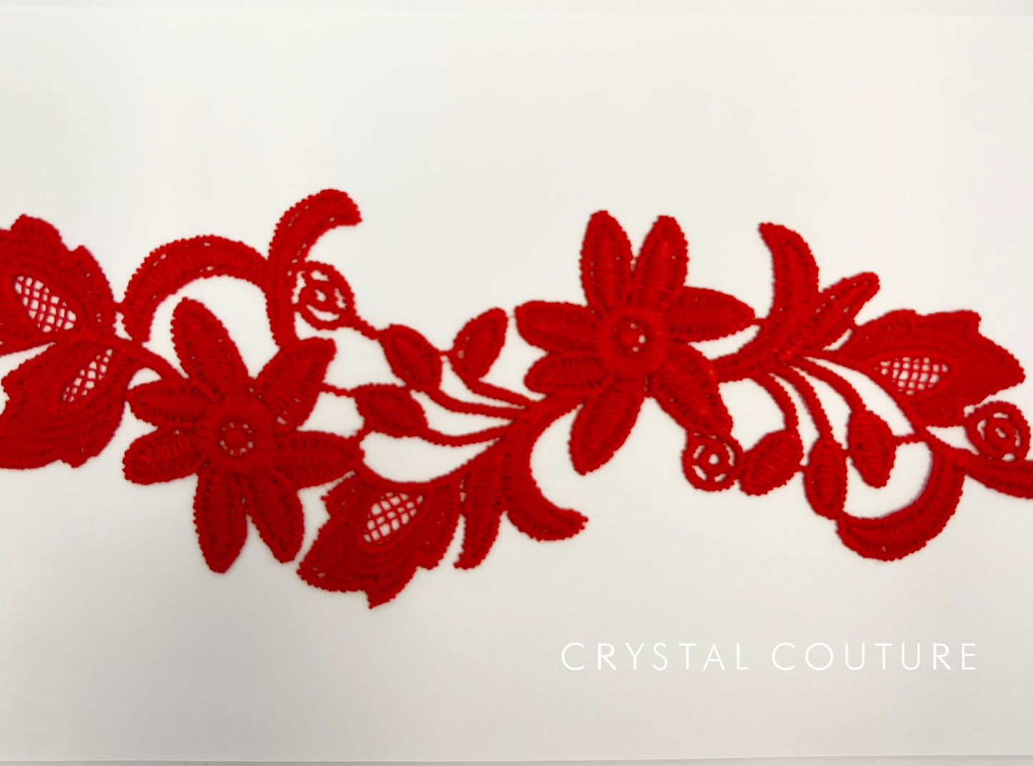 Red Embroidered Floral Applique