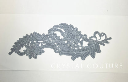 Gray Embroidered Ornate Applique