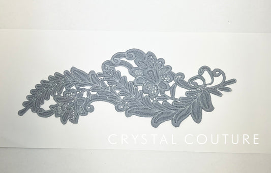 Gray Embroidered Ornate Applique