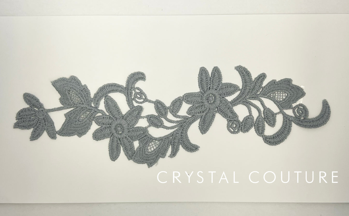 Gray Embroidered Floral Applique