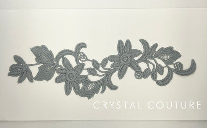 Gray Embroidered Floral Applique