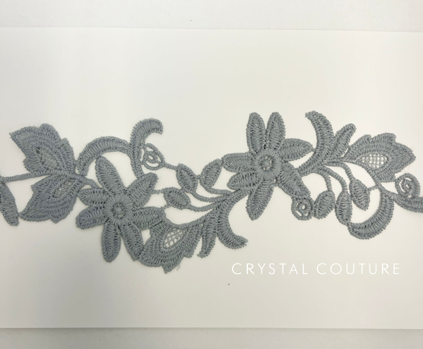 Gray Embroidered Floral Applique