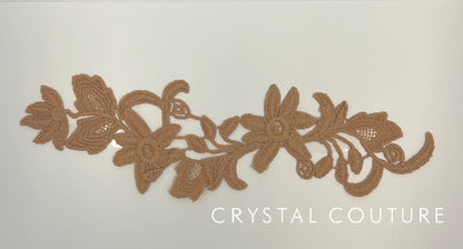 Tan Embroidered Floral Applique