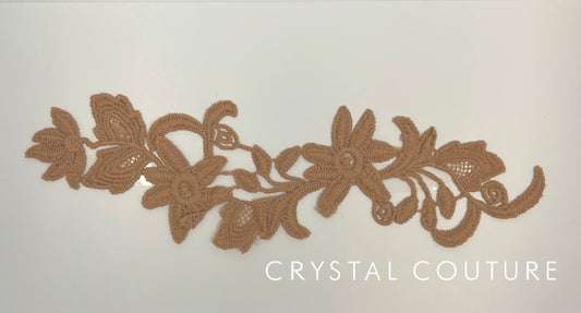 Tan Embroidered Floral Applique