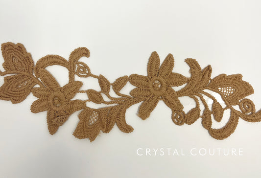 Tan Embroidered Floral Applique