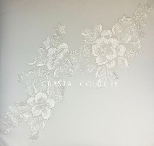 White Embroidered Floral Applique