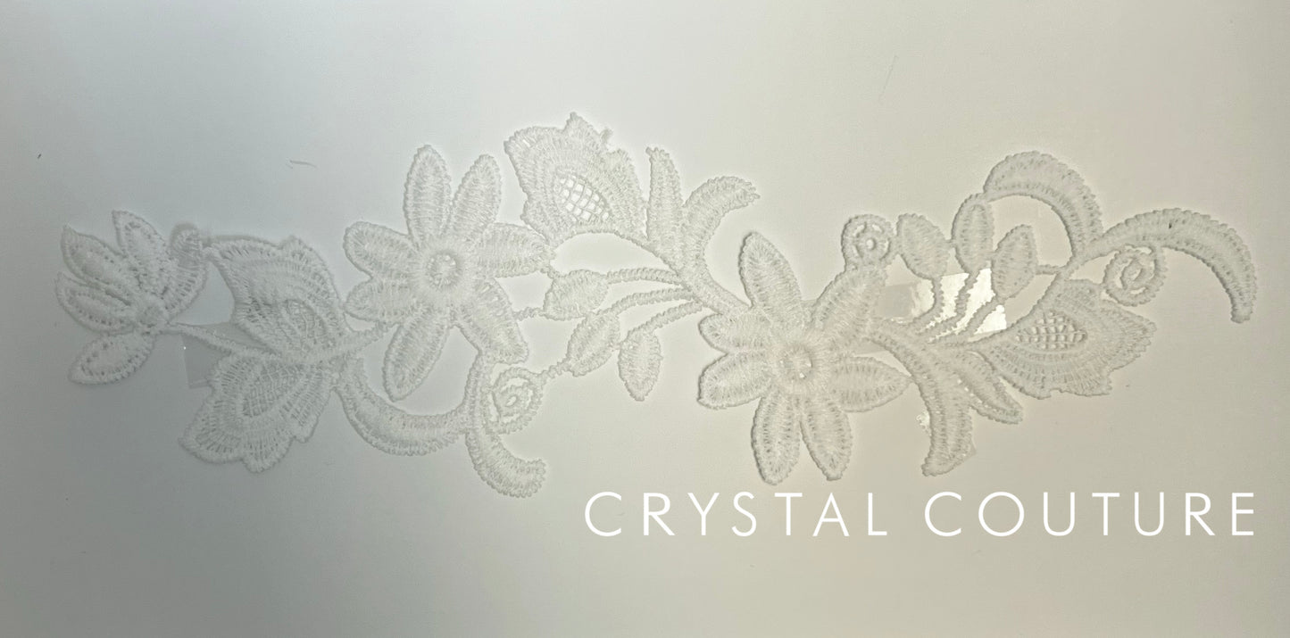 White Embroidered Floral Applique