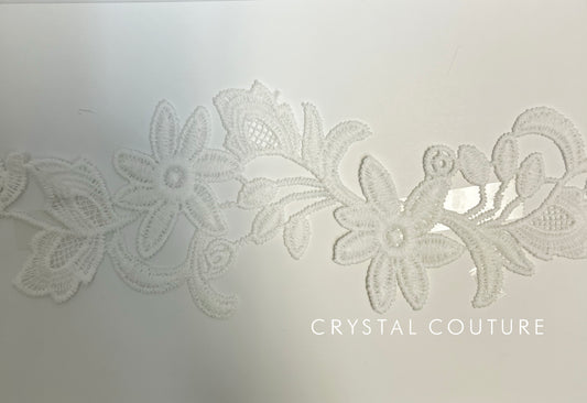 White Embroidered Floral Applique