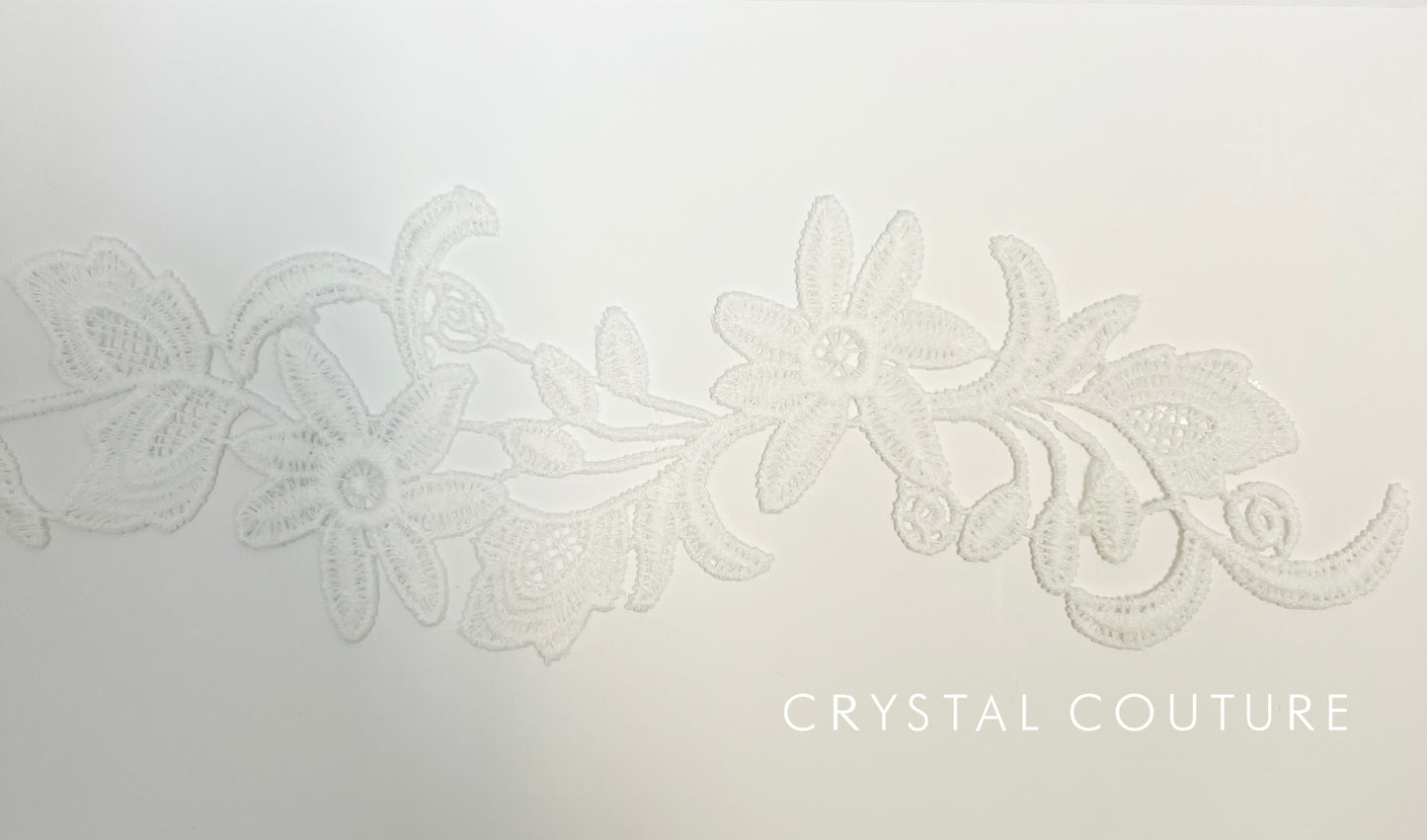 White Embroidered Floral Applique