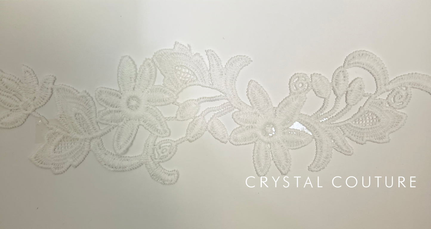 White Embroidered Floral Applique