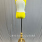 Yellow Open Back Leotard with Asymmetrical Mesh Cutouts - Rhinestones
