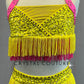 Yellow Zsa Zsa & Hot Pink Halter Top and Fringe Skirt - Rhinestones