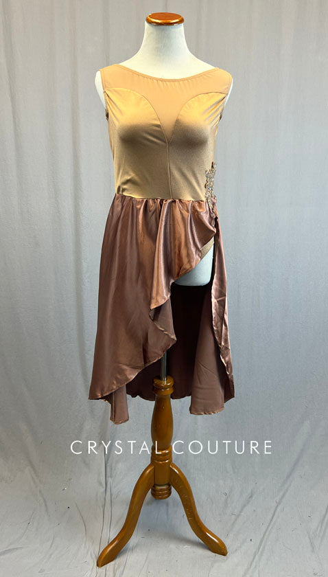 Bronze & Copper Leotard with Silky Skirt and Appliques