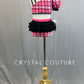 Custom Pink & Black Asymmetrical Top and Trunks with Lace Back Bustle - Rhinestones
