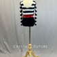 Custom Black & White Striped Long Sleeve Leotard with Red Zsa Zsa Waistband - Rhinestones