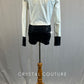 White Denim Jacket with Epaulettes and Black Zsa Zsa Booty Shorts - Rhinestones