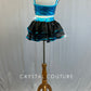 Bright Blue Sequin Two Piece with Black Ruffled Back Bustle