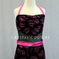 Black Velvet Mini Dress with Pink Glitter Print