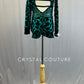 Black Mesh Biketard with Teal Sequin Print