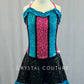 Custom Black, Pink & Blue Can Can Dress with Layered Ruffles - Rhinestones
