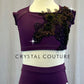 Dark Plum Two Piece with Dark Floral Appliques - Rhinestones