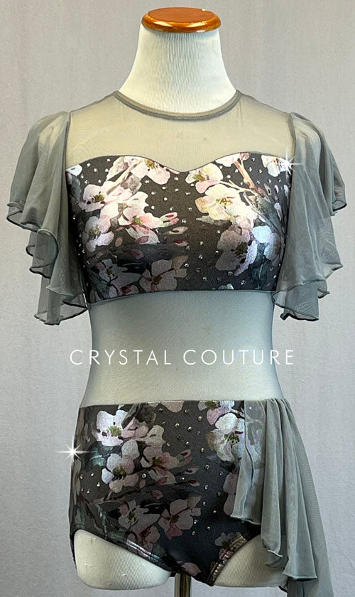Navy Blue Mesh Dress with Deep V Neckline - Rhinestones – Crystal Couture