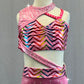 Light Pink Asymmetrical Connected Two PIece with Rainbow Chevron - Rhinestones