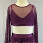 Plum Mesh Flare Sleeve Top with Wide Leg Pants