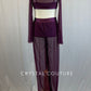 Plum Mesh Flare Sleeve Top with Wide Leg Pants